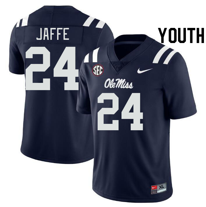 Youth #24 Andy Jaffe Ole Miss Rebels College Football Jerseys Stitched-Navy